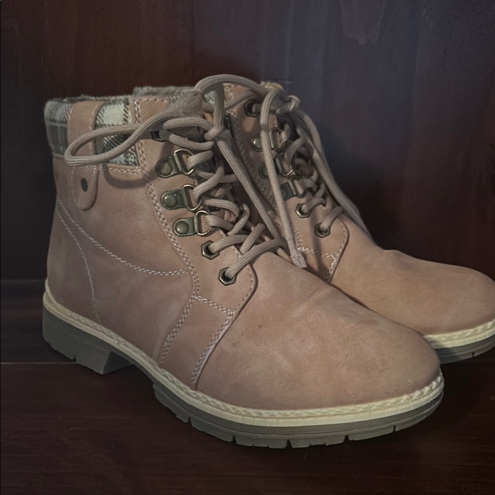 Tan Nubuck Ankle Boots with Padded Collar